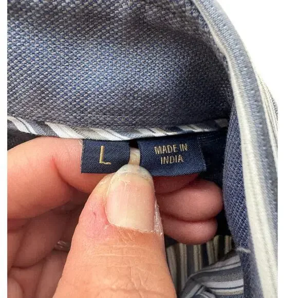 Hart Schaffner & Marx Men’s Large Button Down Dress Shirt Stripped Casual Cotton - Picture 6 of 7